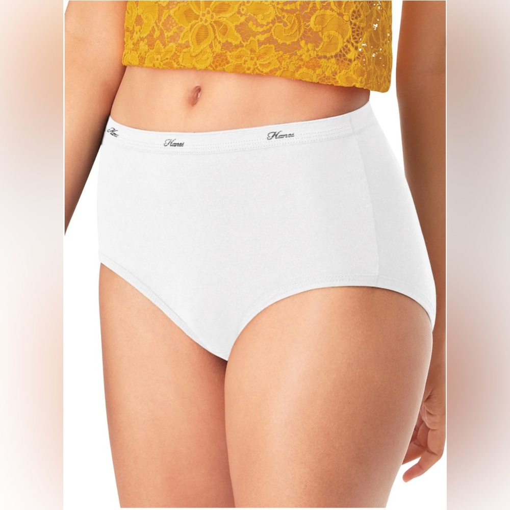 Hanes White Cotton Tagless Briefs Sz 7 Large